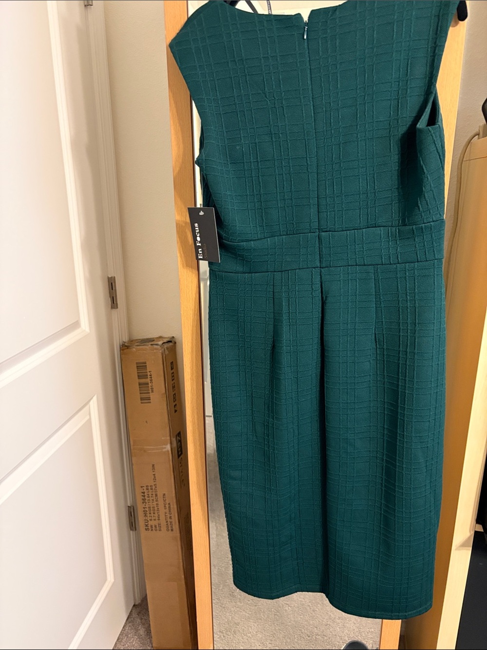 Enfocus Studio Deep Teal Sheath Dress with Gold Buckle - Picture 2 of 3